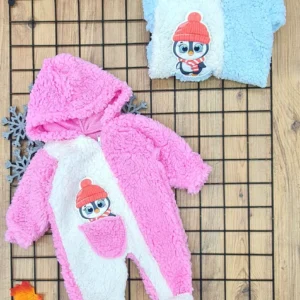 Pembe Peluş Kız Bebek Yeni Doğan Kışlık Uyku Tulumu Kapişonlu