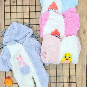 Lila Peluş Bebek Yeni Doğan Kışlık Uyku Tulumu Kapişonlu