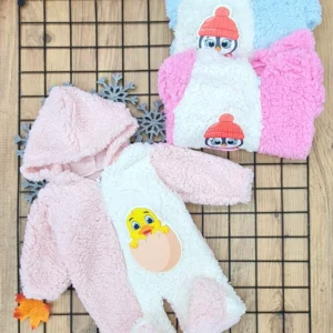 Pudra Peluş Kız Bebek Yeni Doğan Kışlık Uyku Tulumu Kapişonlu