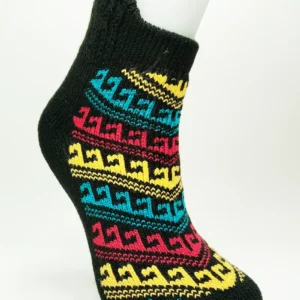 Kalın Kışlık Kadın Soket Çorap Yünlü Havlu Ev Giyim Patik Desen 1 Siyah