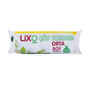 Orta Boy Çöp Torbası 55 x 60 cm 20 Li Rulo x 1 Paket = 20 Adet (Mavi)