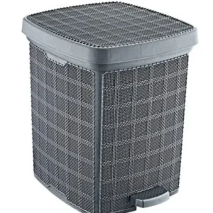 Plastik Hasır Görünümlü Kirli Çamaşır Sepeti No:1 6 Lt Pedallı