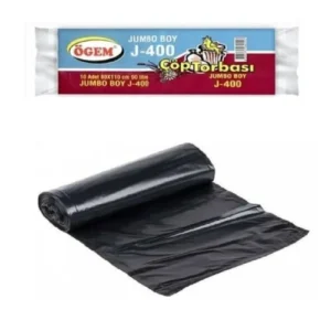 J-400 Jumbo Boy Çöp Torbası 80 x 110 cm 10 Lu Rulo x 1 Paket = 10 Adet (Siyah)