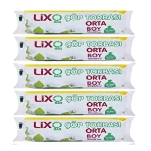 Orta Boy Çöp Torbası 55 x 60 cm 20 Li Rulo x 5 Paket = 100 Adet (Mavi)