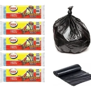 Ögem Büyük Boy Çöp Poşeti 65x80 Cm 50 Lt 10'lu Rulo 5 Paket Siyah