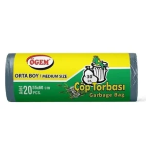 Orta Boy Çöp Torbası 55 x 60 cm 20 Li Rulo x 5 Paket = 100 Adet (Mavi)