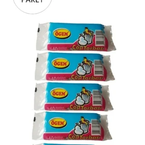 Küçük Boy Çöp Torbası 40 x 50 cm 40 Lı Rulo x 5 Paket = 200 Adet (Şeffaf)