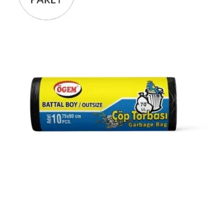 Battal Boy Çöp Torbası 75 x 90 cm 10 Lu Rulo x 5 Paket = 50 Adet (Siyah)