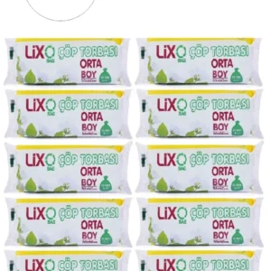 Orta Boy Çöp Torbası 55 x 60 cm 20 Li Rulo x 10 Paket = 200 Adet (Mavi)