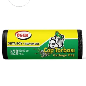 Orta Boy Çöp Torbası 55 x 60 cm 20 Li Rulo x 10 Paket = 200 Adet (Siyah)