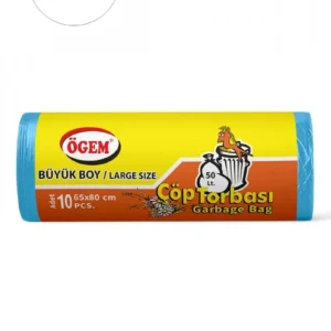 Büyük Boy Çöp Torbası 65 x 80 cm 10 Lu Rulo x 10 Paket = 100 Adet (Mavi)