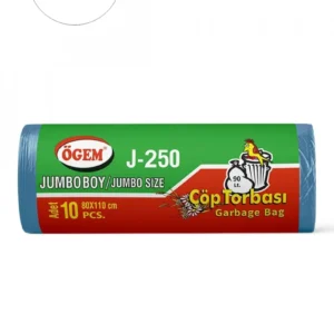 J-250 Jumbo Boy Çöp Torbası 80 x 110 cm 10 Lu Rulo x 5 Paket = 50 Adet (Mavi)