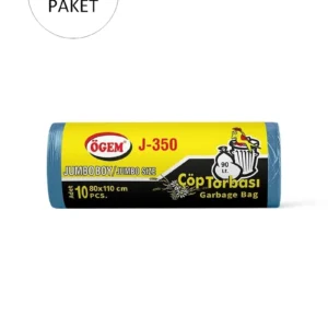 J-350 Jumbo Boy Çöp Torbası 80 x 110 cm 10 Lu Rulo x 5 Paket = 50 Adet (Mavi)