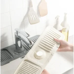 Elastik Musluk Matı Su Tutucu Düzenleyici Kaydırmaz Taban Organizer Mutfak Banyo Lavabo 38x14,5x2 Cm