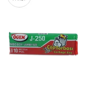 J-250 Jumbo Boy Çöp Torbası 80 x 110 cm 10 Lu Rulo x 10 Paket = 100 Adet (Siyah)