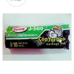 J-500 Jumbo Boy Çöp Torbası 80 x 110 cm 10 Lu Rulo x 5 Paket = 50 Adet (Siyah)