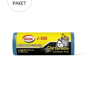 J-350 Jumbo Boy Çöp Torbası 80 x 110 cm 10 Lu Rulo x 10 Paket = 100 Adet (Mavi)