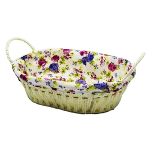 Yakut Renkli Bezli Oval Hasır Ekmek Sepeti 8821