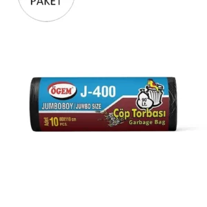 J-400 Jumbo Boy Çöp Torbası 80 x 110 cm 10 Lu Rulo x 20 Paket = 200 Adet (Siyah)