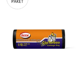 Endüstriyel Battal Boy Çöp Torbası 72 x 95 cm 10 Lu Rulo x 20 Paket = 200 Adet (Siyah)
