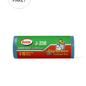 J-250 Jumbo Boy Çöp Torbası 80 x 110 cm 10 Lu Rulo x 50 Paket = 500 Adet (Mavi)