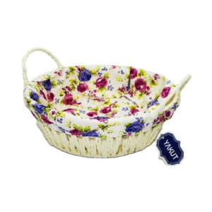 Yakut Renkli Bezli Yuvarlak Ekmek Sepeti Hasır 8820