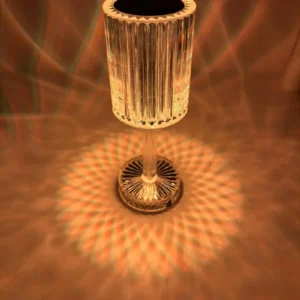 Kristal Akrilik Desenli Led Masa Üstü Lamba 16 Renk Uzaktan Kumandalı Dokunmatik 25 Cm Kablosuz Şarj Edilebilir