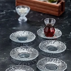 Rayan Dıamond 6'lı Cam Çay Altı Tabağı