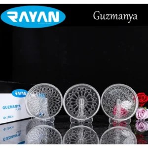 Rayan 6'lı Gardenya Cam Çay Tabağı