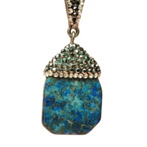 Lapis Doğal Taşı Zincirli El Yapımı Kolye Uç: 3 cm Zincir: 20 cm Kutulu