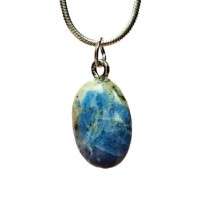 Sodalit Doğal Taşı Zincirli El Yapımı Kolye Uç: 1,5 cm Zincir: 20 cm Kutulu