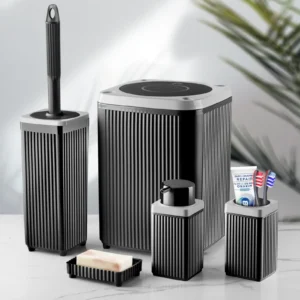 Dekoratif 5 Parça Banyo Seti Siyah