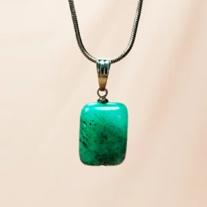 Apatit Doğal Taşı Zincirli El Yapımı Kolye Uç: 2 cm Zincir: 20 cm Kutulu