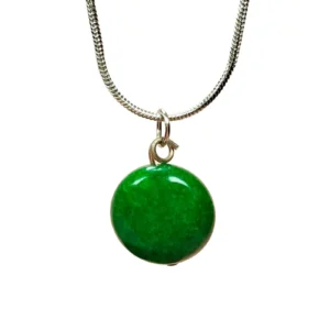 Zümrüt Doğal Taşı Zincirli El Yapımı Kolye Uç: 1,5 cm Zincir: 20 cm Kutulu