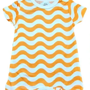 Bebek Yazlık Kısa Kol Şort Tek Parça Çıtçıtlı Tulum Zıbın 0 Pamuk Turuncu Dalga