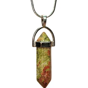 Unakit Doğal Taşı Zincirli El Yapımı Kolye Uç: 3 cm Zincir: 20 cm Kutulu