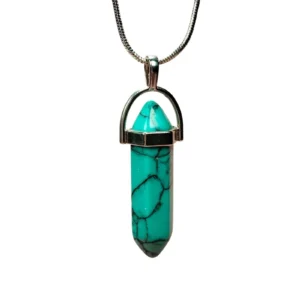 Turkuaz Doğal Taşı Zincirli El Yapımı Kolye Uç: 3 cm Zincir: 20 cm Kutulu