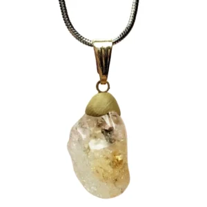 Sitrin Doğal Taşı Zincirli El Yapımı Kolye Uç: 2 cm Zincir: 20 cm Kutulu