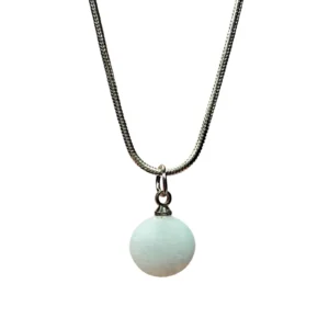 Kalsedon Doğal Taşı Zincirli El Yapımı Kolye Uç: 1,5 cm Zincir: 20 cm Kutulu