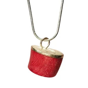 Mercan Doğal Taşı Zincirli El Yapımı Kolye Uç: 1,5 cm Zincir: 20 cm Kutulu