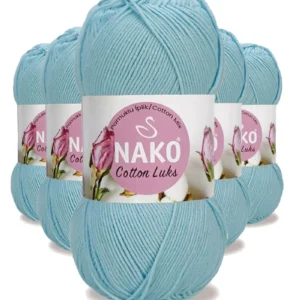 5 Adet Cotton Lüks Yelek Tunik Kazak Bluz Hırka İpi Yünü Buz Mavi 97564