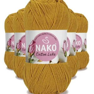 5 Adet Cotton Lüks Yelek Tunik Kazak Bluz Hırka İpi Yünü Hardal 97555