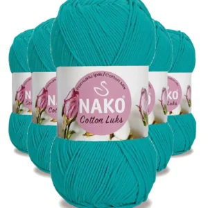 5 Adet Cotton Lüks Yelek Tunik Kazak Bluz Hırka İpi Yünü Koyu Turkuaz 97581