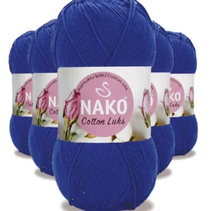 5 Adet Cotton Lüks Yelek Tunik Kazak Bluz Hırka İpi Yünü Saks Mavi 97561