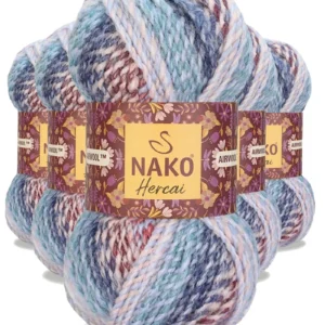 5 Adet Hercai Ebruli Hırka Kazak Atkı Bere El Örgü İpi Yünü 28132