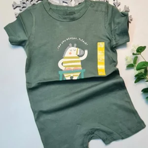 Yazlık 0 Pamuk Haki Yeşil Kısa Kol ÇıtÇıtlı Bebek Tulum Hellobaby Ebebek Badi 1 Adet