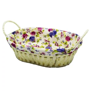 Renkli Bezli Oval Hasır Ekmek Sepeti Royaleks-8821