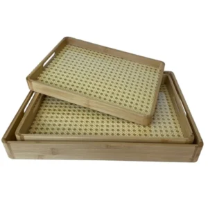 3'lü Dikdörtgen Ahşap Tepsi Royaleks-SVR-GR92667