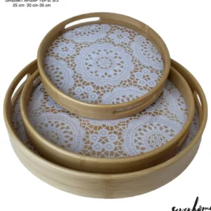 3'lü Yuvarlak Ahşap Tepsi Royaleks-SVR-GR92661