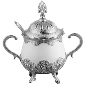 Beyaz Porselenli Yuvarlak Şekerlik Royaleks-BSM021